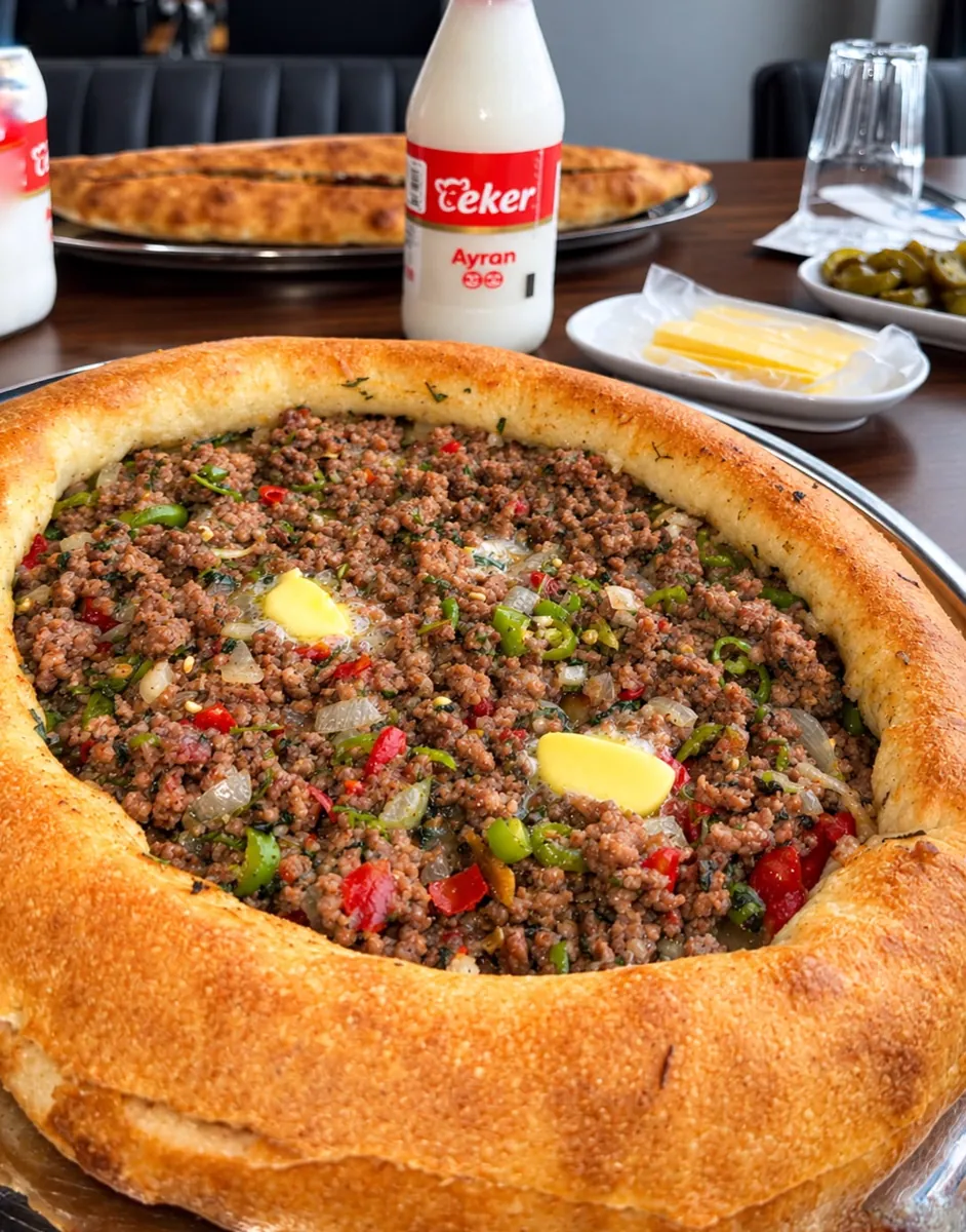 Çiğ kıymalı yuvarlak pide