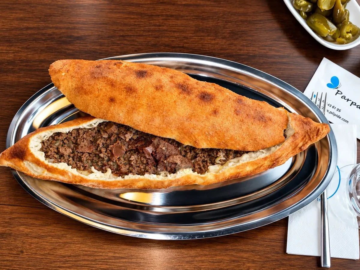 Kıymalı ve kavurmalı kapalı pide